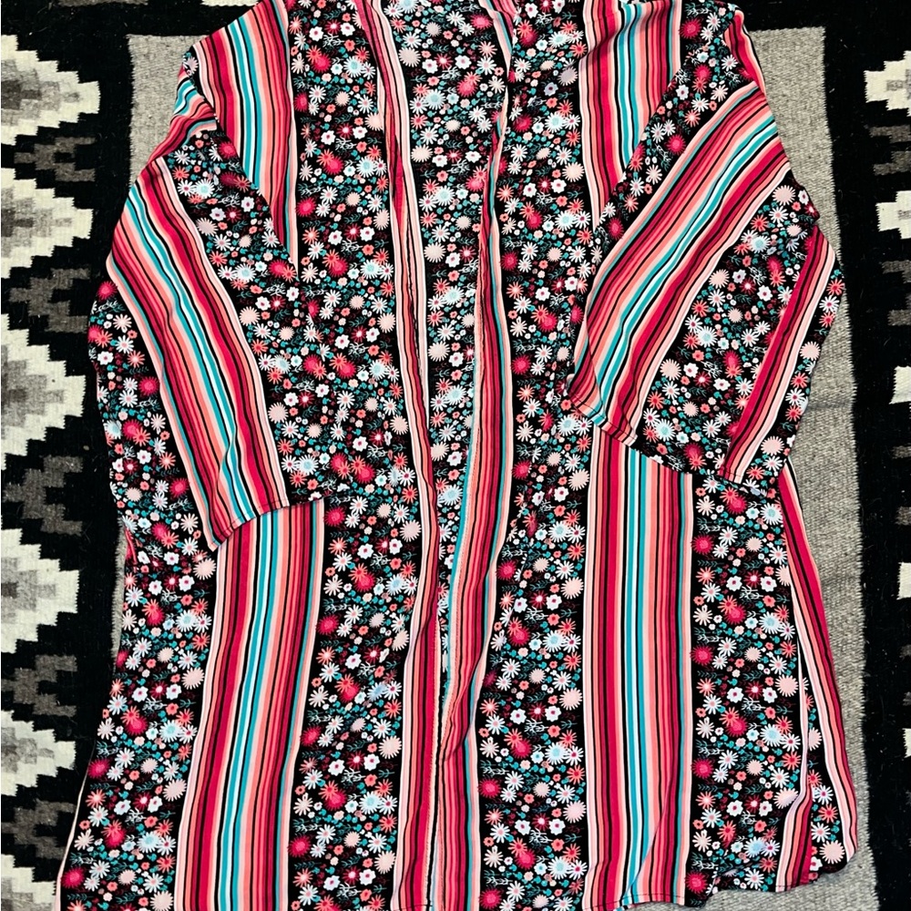 Roper Serape Stripe Floral Kimono